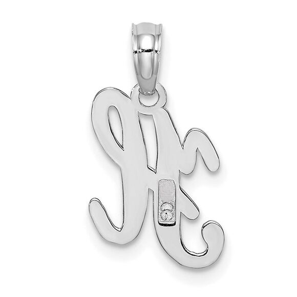 10K White Gold Polished H Script Initial Charm - Picture 4 of 9